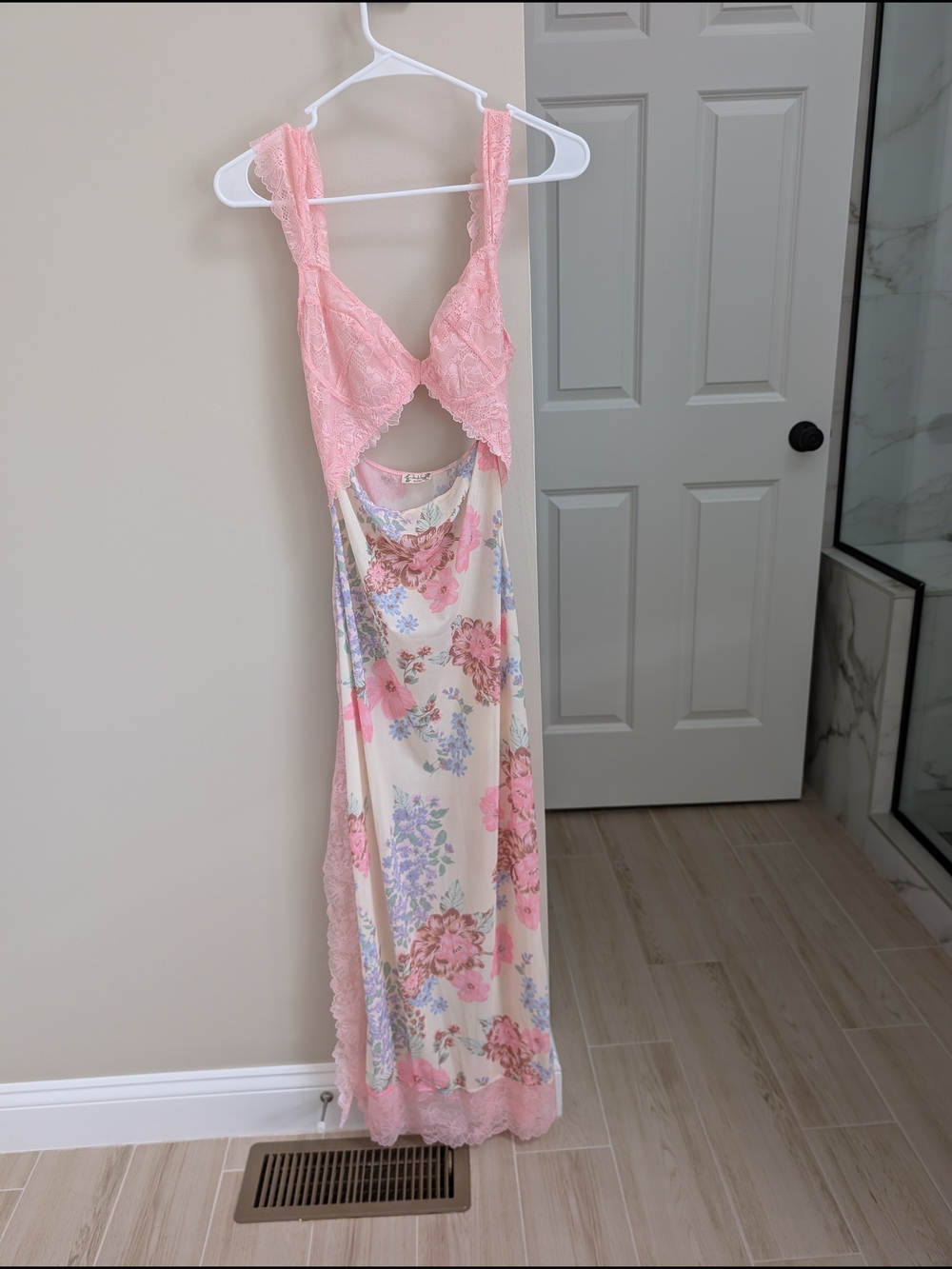 Free People Intimately Floral Mesh Dress - Pastel Pink & Lavender